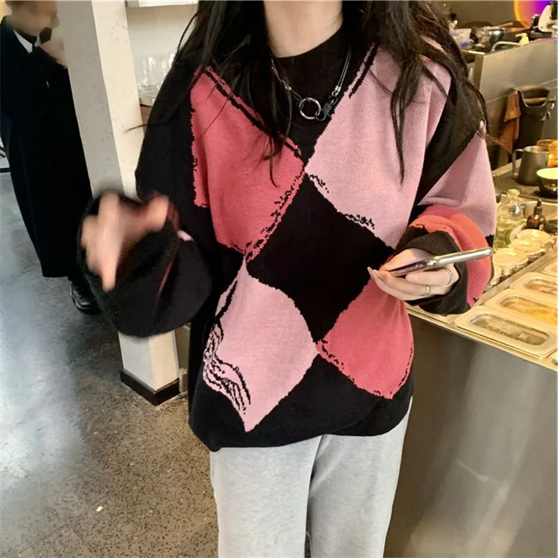 Winter warm fashion pullover women's knitted sweater retro sweater autumn and winter oversized women's sweater sweater