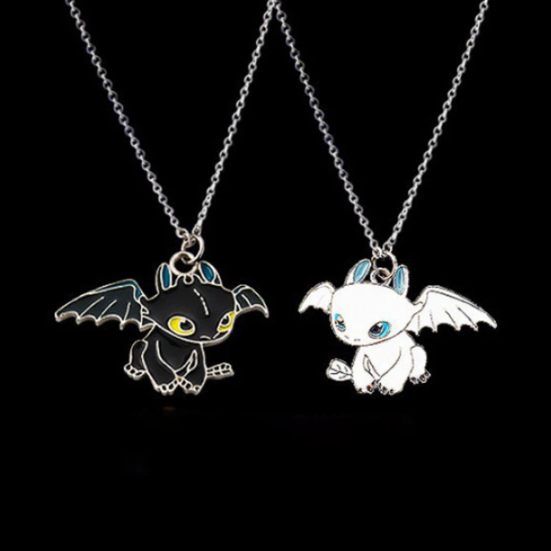 Мультфильм Парные кулоны из нержавеющей стали Пара Ожерелье Милые черный белый