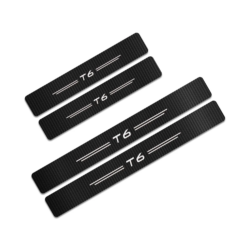 T6 4PCS Car Stickers For Volvo S60 XC90 V40 V50 V60 S60 S90 V90 XC60 XC40 AWD T6 Auto Door Threshold Carbon Protector Accessories - Название цвета: T6