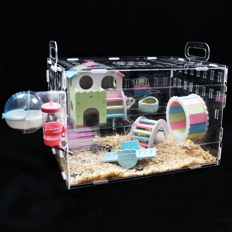 Прозрачный один Слои хомяк дом Акриловые клетки свинки негабаритных вилла