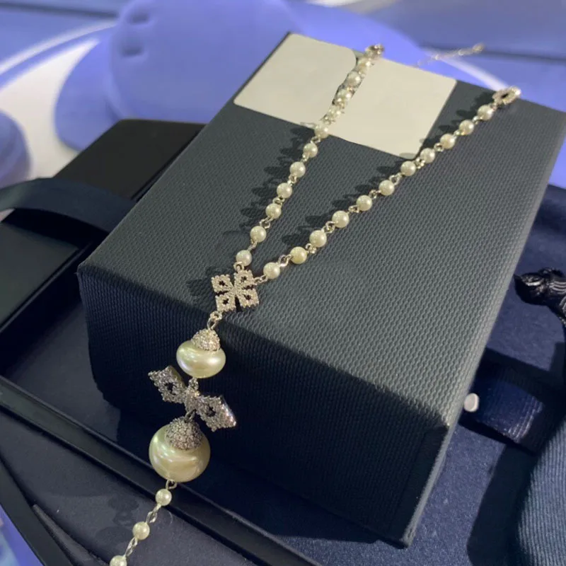 

UMGODLY Fashion Brand Adjustable Necklace Silver Color Pearls Flower Pendant High Quality Zirconia Women Series Jewelry
