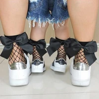fashion girls baby bow knot fishnet socks ankle high lace fish net vintage short sock summer hot sale one size