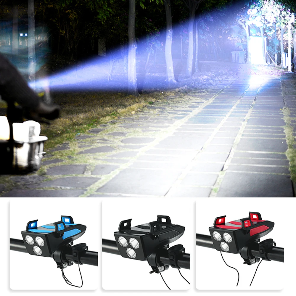 

4 In 1 USB Highlight Bicycle Phone Holder 4- 6.4 Inches Multifunction Waterproof 2000mA 400LM Bicycle Parts Cycling Flashlight