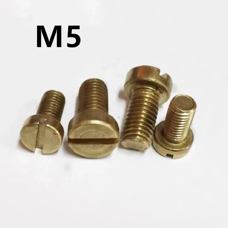 

50PCS M5x6/8/10/12/16/20/25/30mm GB65 DIN84 Brass cheese head slotted screw copper machine screws