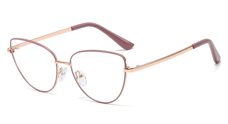 gold purple frame Peekaboo Ретро Металлические очки оправа кошачий глаз женские золотые черные прозрачные линзы треугольные оптические очки Женские аксессуары - Цвет оправы: gold purple frame