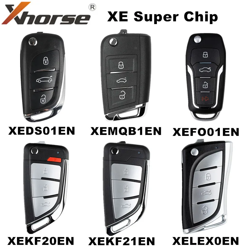 

5 Piece XHORSE XE Series Remote Key with Super Chip XEMQB1EN XEDS01EN XEFO01EN XEKF20EN XEKF21EN XELEX0EN English Version