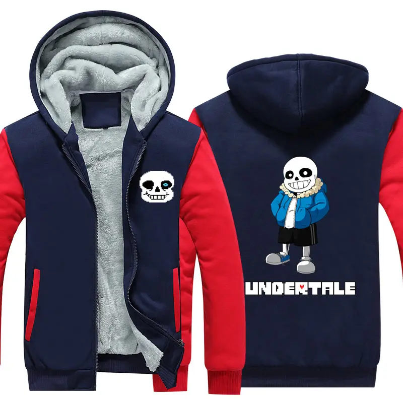 Толстовка с капюшоном изображением черепа Undertale Sans пальто Зимние флисовые