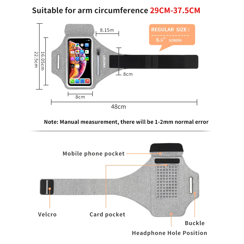 

Running Sports Armbands Zipper Bag For Airpods Pro iPhone 11 XS Max 7 8 Plus Samsung S20 Ultra Phone Case Holder Wrist Arm Band