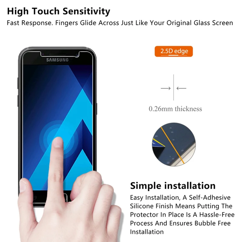 Закаленное стекло для Samsung Galaxy A7 A6 A8 Plus 2018 9H Защита экрана A3 A5 2017 2016 закаленное