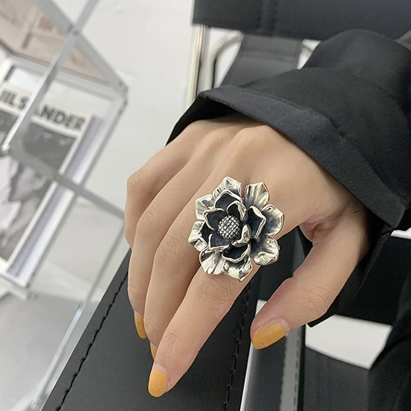 

Couple Engagement Rings Fashion Exaggeration Flower Vintage Punk Party Aesthetic Adjustable Jewelry Accessories Gifts for Women