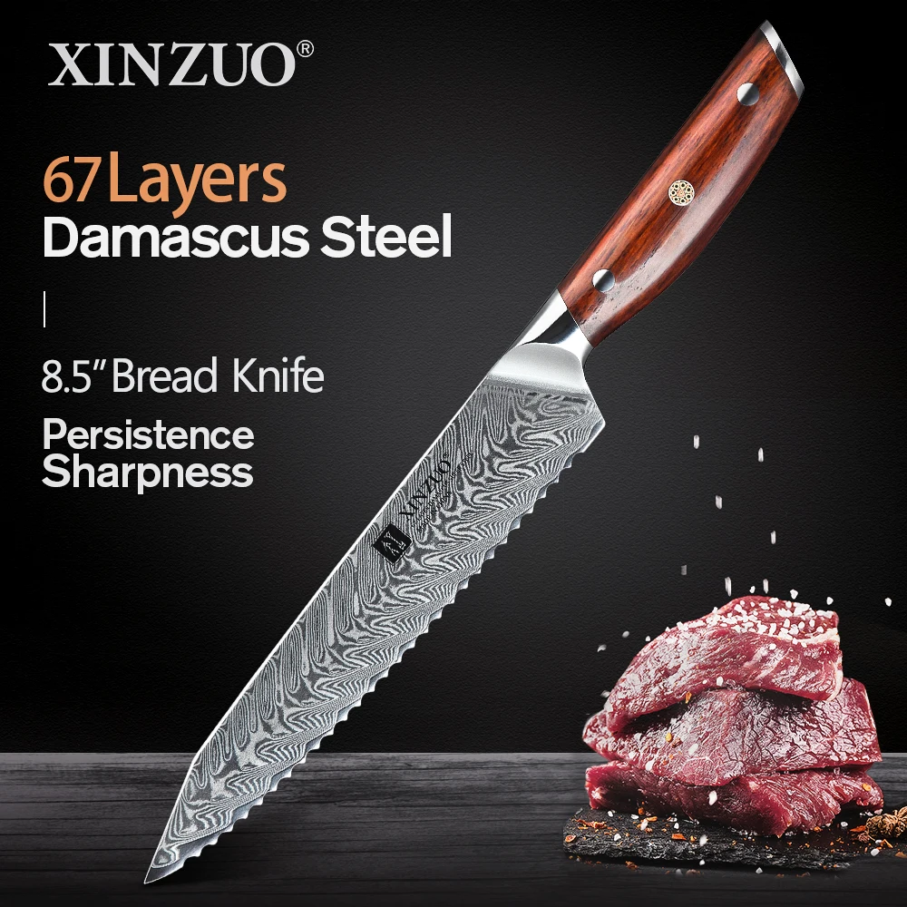 XINZUO 8 5 ''зубчатый кухонный нож Дамасские Ножи из нержавеющей стали для резки