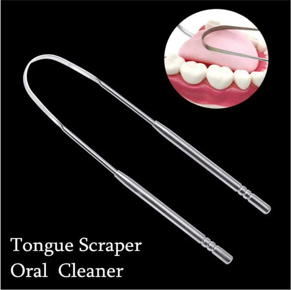 

Stainless Steel Tongue Scraper Cleaner Fresh Breath Cleaning Coated Tongue Toothbrush Dental Oral Hygiene Care Tools