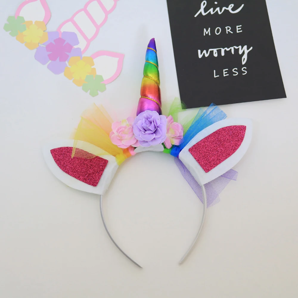 1pcs Unicorn Headdress Party Decorations Festival Happy Birthday Gift for Kids Baby Shower Headband Girl Hair Accessories | Дом и сад