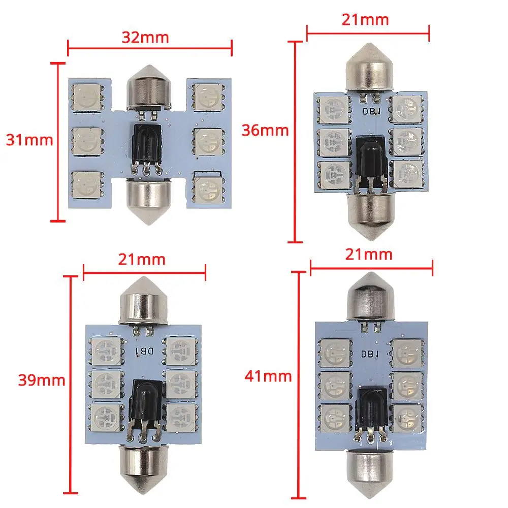 2X RGB 5050 6SMD Festoon светильник c5w Dome Car Led Auto с дистанционным управлением|bulb color|bulb led