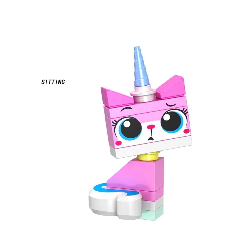 8 комплектов, мультяшный милый кот Unikitty Queasy Biznis с изображением сердитой кошечки, модель Astro Kitty, фигурки, блоки, подарок, Строительные кирпичи, игрушки для детей