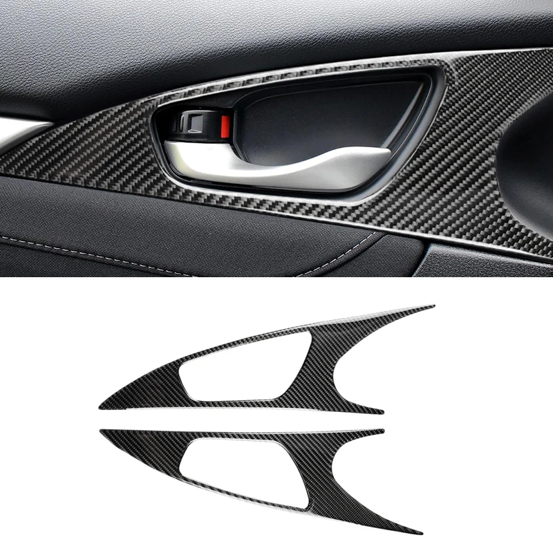 

For Honda Civic 10th Gen 2016 2017 2018 2019 Car Carbon Fiber Door Handle Panel Door Bowl Cover Protective Trim