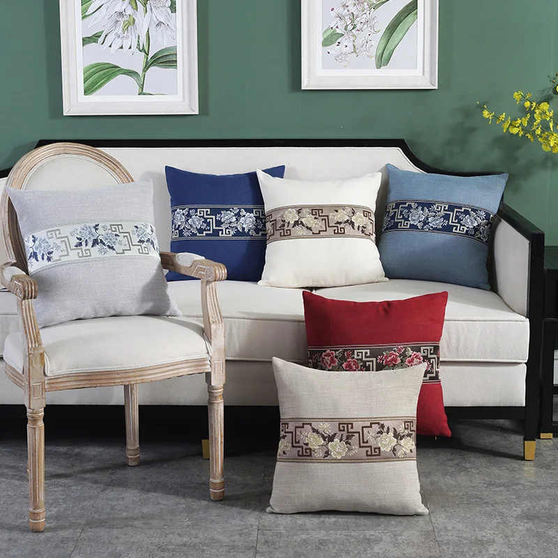 

Наволочки для дивана с цветочной вышивкой в китайском стиле, высококачественные однотонные наволочки на талии, вечерние наволочки для дома...