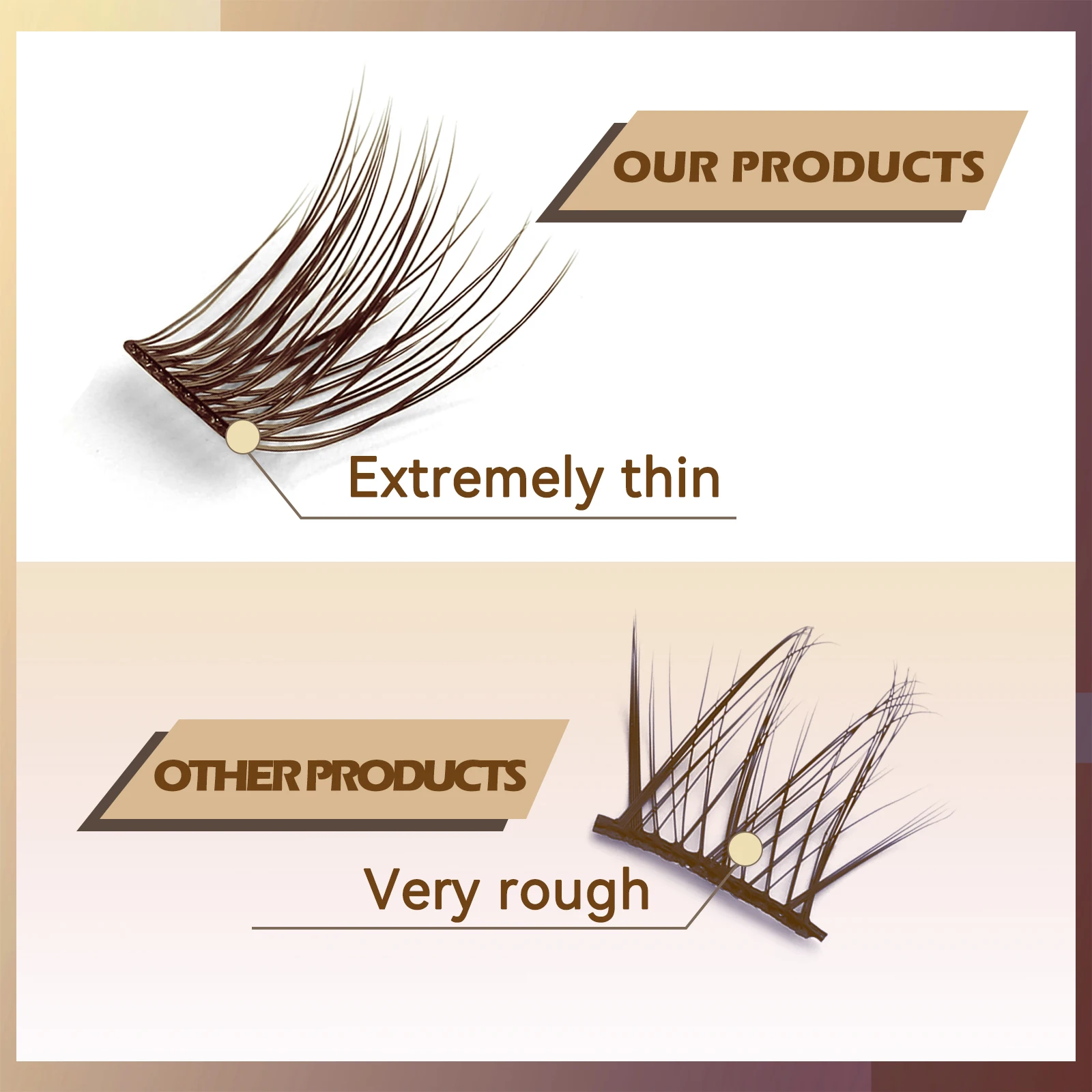 Коричневые Кластерные ресницы MUSELASH накладные с D образным изгибом отдельные 48