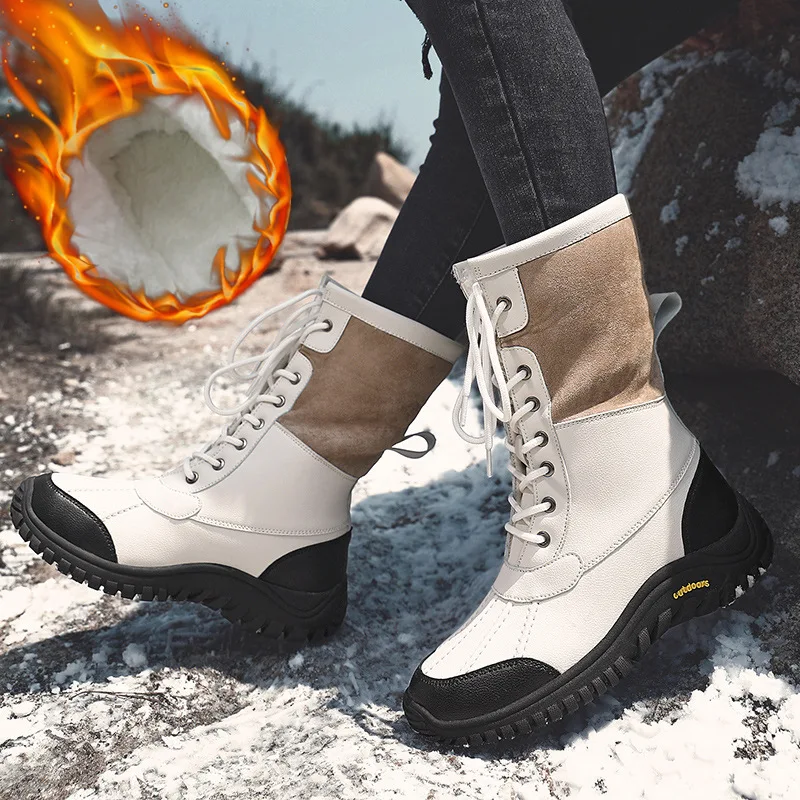 

Women Boots Winter Keep Warm Quality Mid-Calf Snow Boots Ladies Lace-up Fur Work Comfortable Waterproof Booties Chaussures Femme