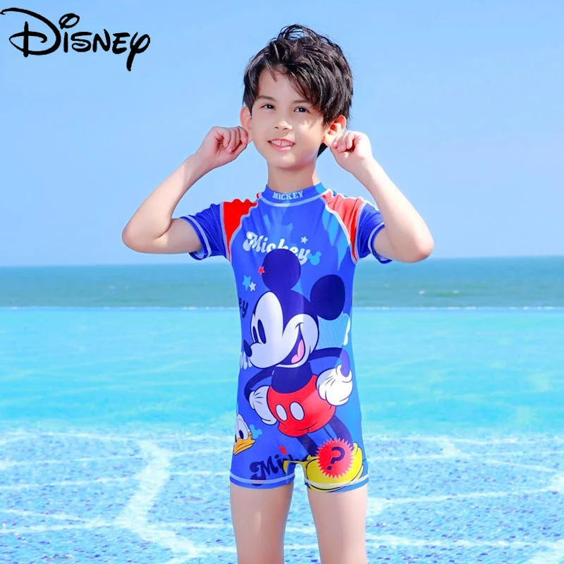 

Disney Mickey Mouse Children's Cartoon Series Children's One-Piece Swimsuit Short Sleeve Shorts Swimsuit
