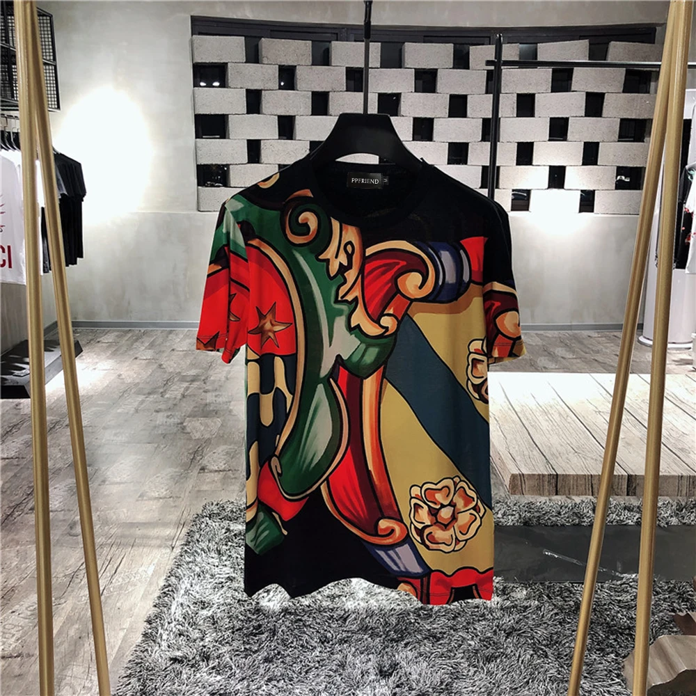 

Men's 100% Cotton Printed Color Short-sleeved T-shirt PP|420202508