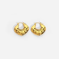 316l stainless steel geometric hollow heart hoop earrings for women trendy metal 18k statement earrings mujer gift waterproof