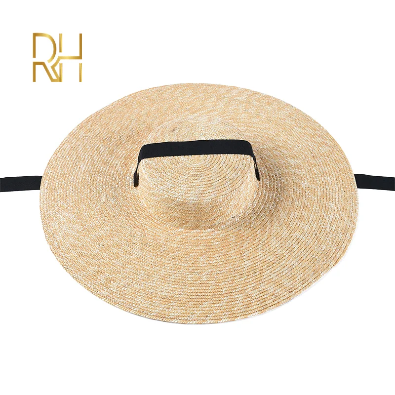 RH натуральный черный цвет плоская летняя пляжная шляпа Федора с широкими полями