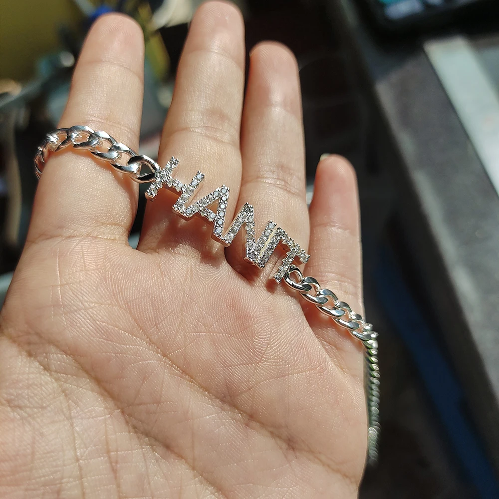 Браслет DODOAI с надписью на заказ блестящий регулируемый браслет из кубинской цепи