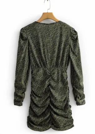 Женское мини платье 2019 новая мода v образный вырез длинный рукав в горошек со