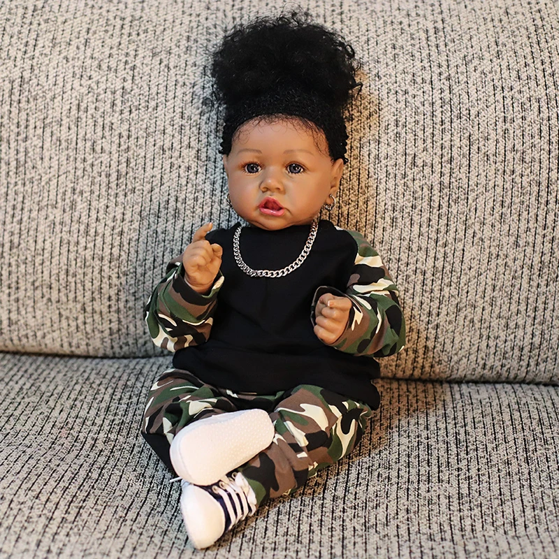 

22Inch Hand-Painted Reborn Baby Doll 56cm Lifelike Soft Silicone Toy Fashion Girl Doll Creative Birthday Christmas Gift