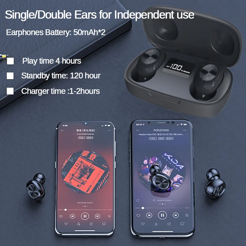 TWS Bluetooth 5 0 беспроводные наушники Hi Fi стерео спортивные для бега сенсорное