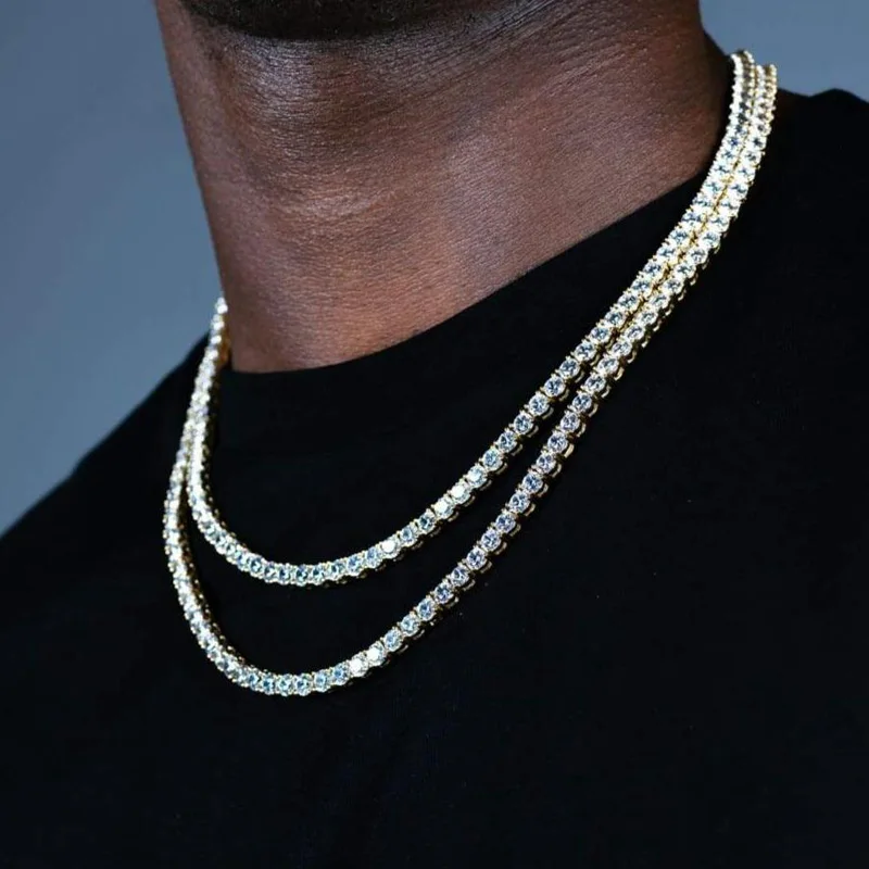 5mm Ice Out Round Tennis Chain Necklace for Men Hip Hop Jewelry with Box