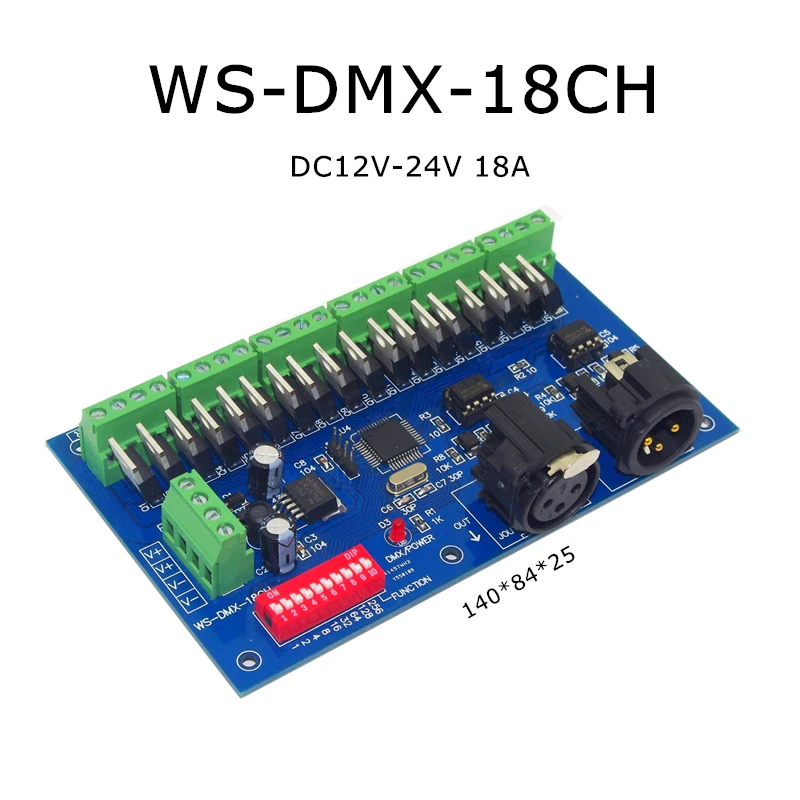 Контроллер DMX512 для светодиодных лент цветной диммер 18 каналов 12 24 В|Контролеры RGB|