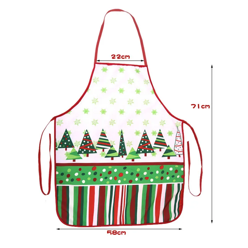 

Christmas Cartoon Aprons Kitchen Cooking Polyester Aprons Woman Adult Bibs Household Cleaning Protections Home Decorations