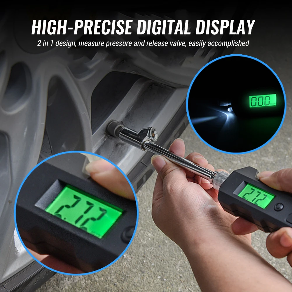 

Digital Tire Air Pressure Gauge Check Trucks RV Bike Auto Cars Tester 200PSI