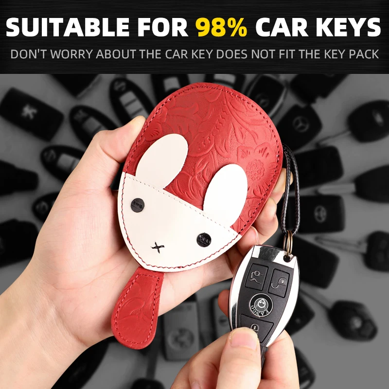 Ретро кролик тянуть ключ чехол кожаный бумажник брелок Butler автомобиль Smart Брелок