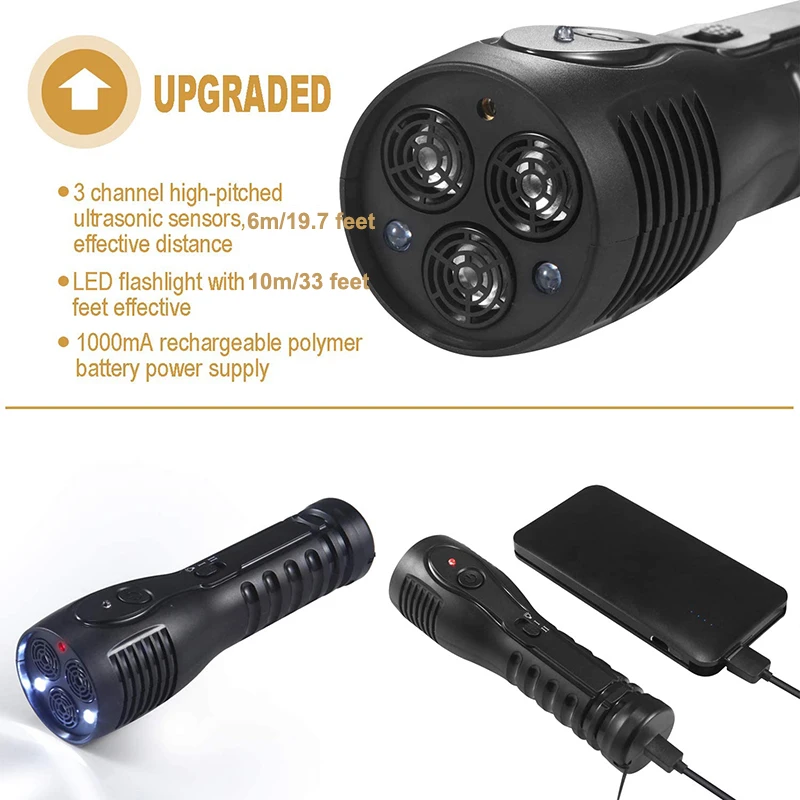 Handheld Anti Barking Device Rechargeable Ultrasonic Dog Repellent LED Flashlight Stop-Barking Repeller Pet Tool | Дом и сад