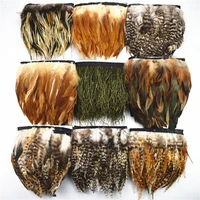 10meterlot natural peacock rooster pheasant feather trim decoration feathers for crafts on tape needlework ribbon plumas decor