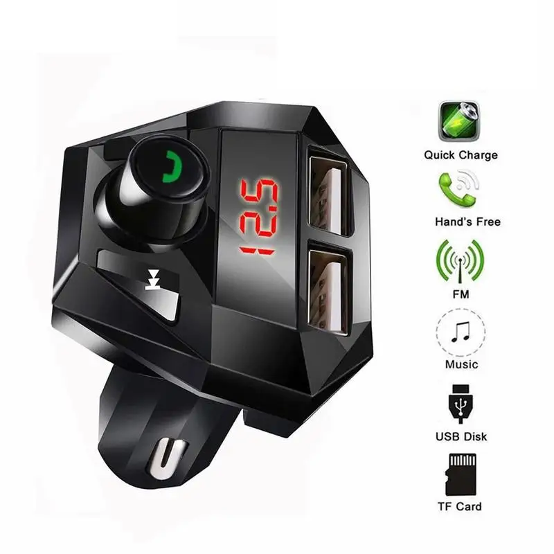 Черный беспроводной автомобильный комплект Bluetooth 5 0 FM-передатчик громкая связь