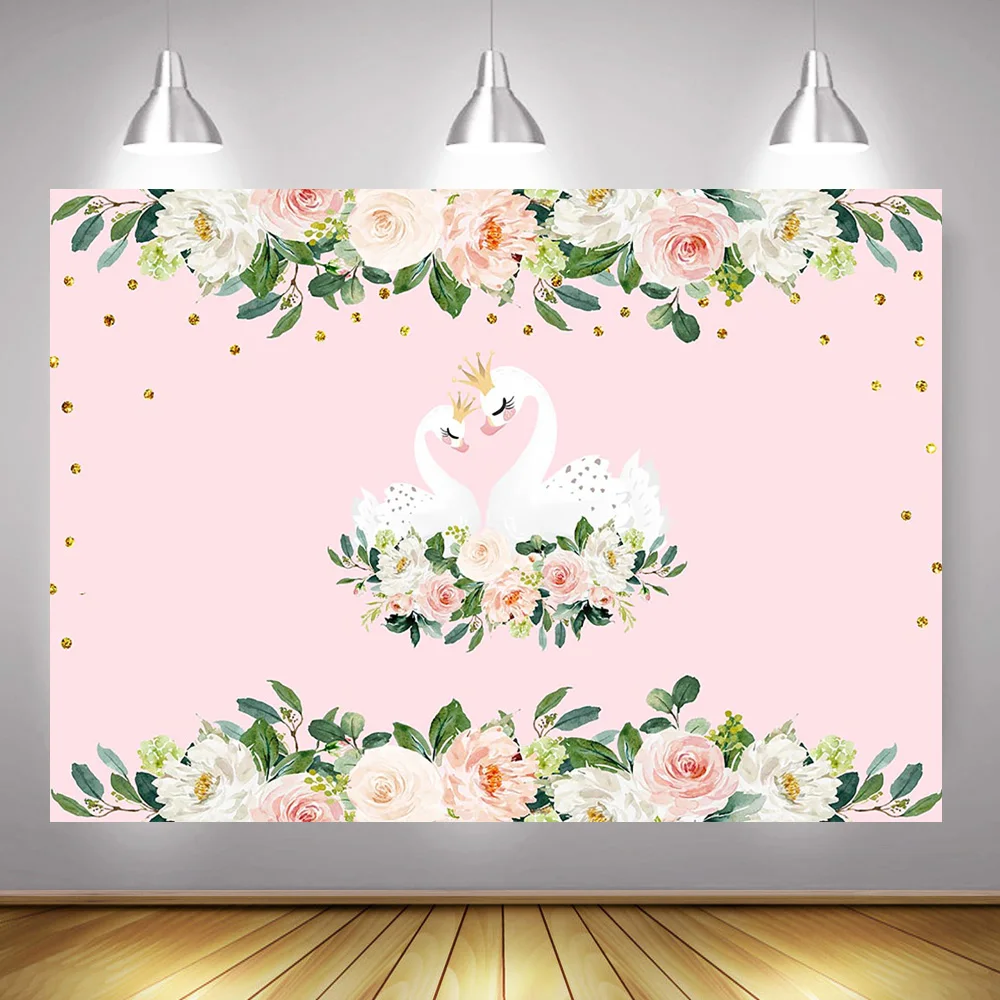 Белый лебедь принцесса день рождения баннер фотография фон новорожденный