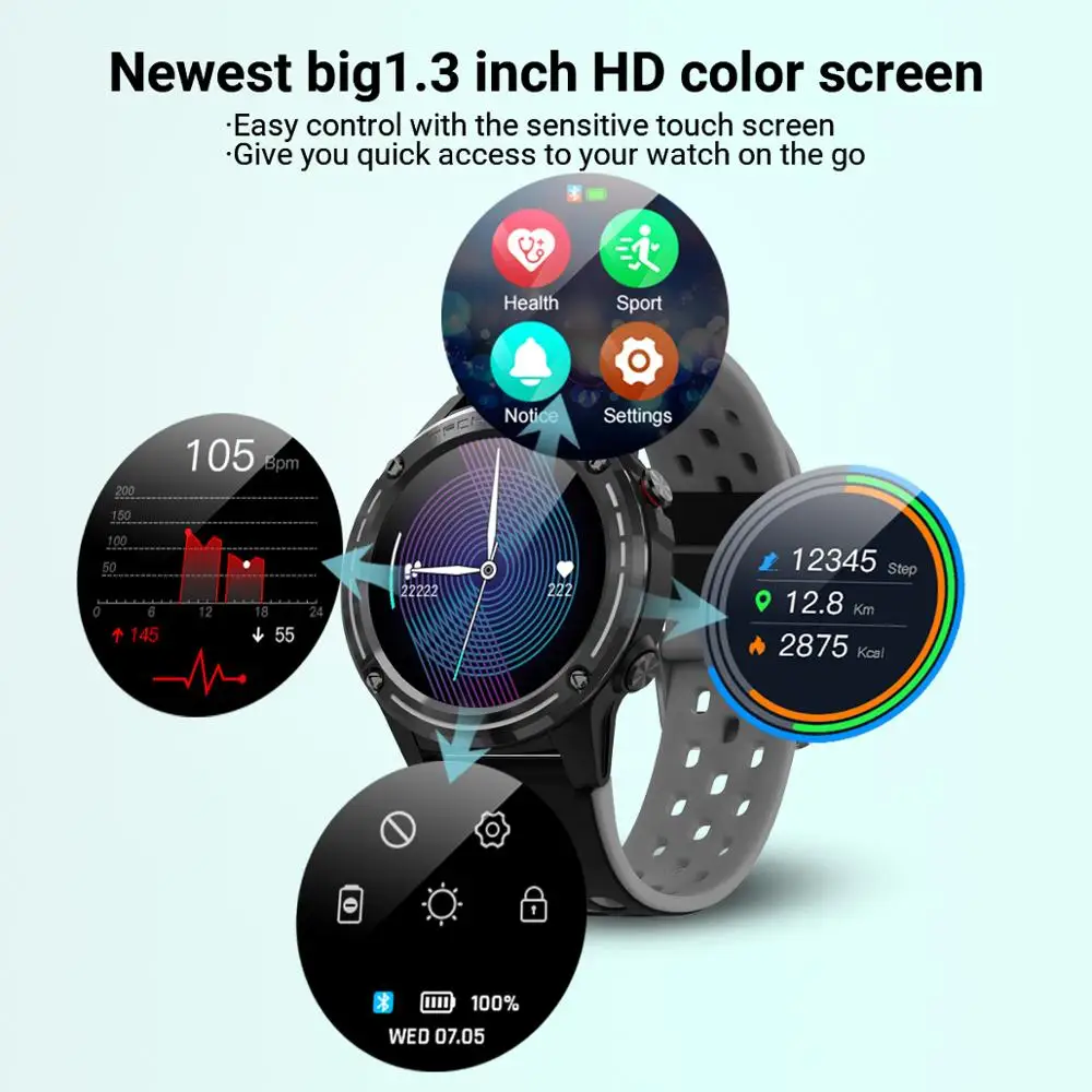 GANDLEY M6S Смарт часы для мужчин GPS SIM карта Smartwatch Android IOS поддержка компаса циферблат мониторинг сердечного