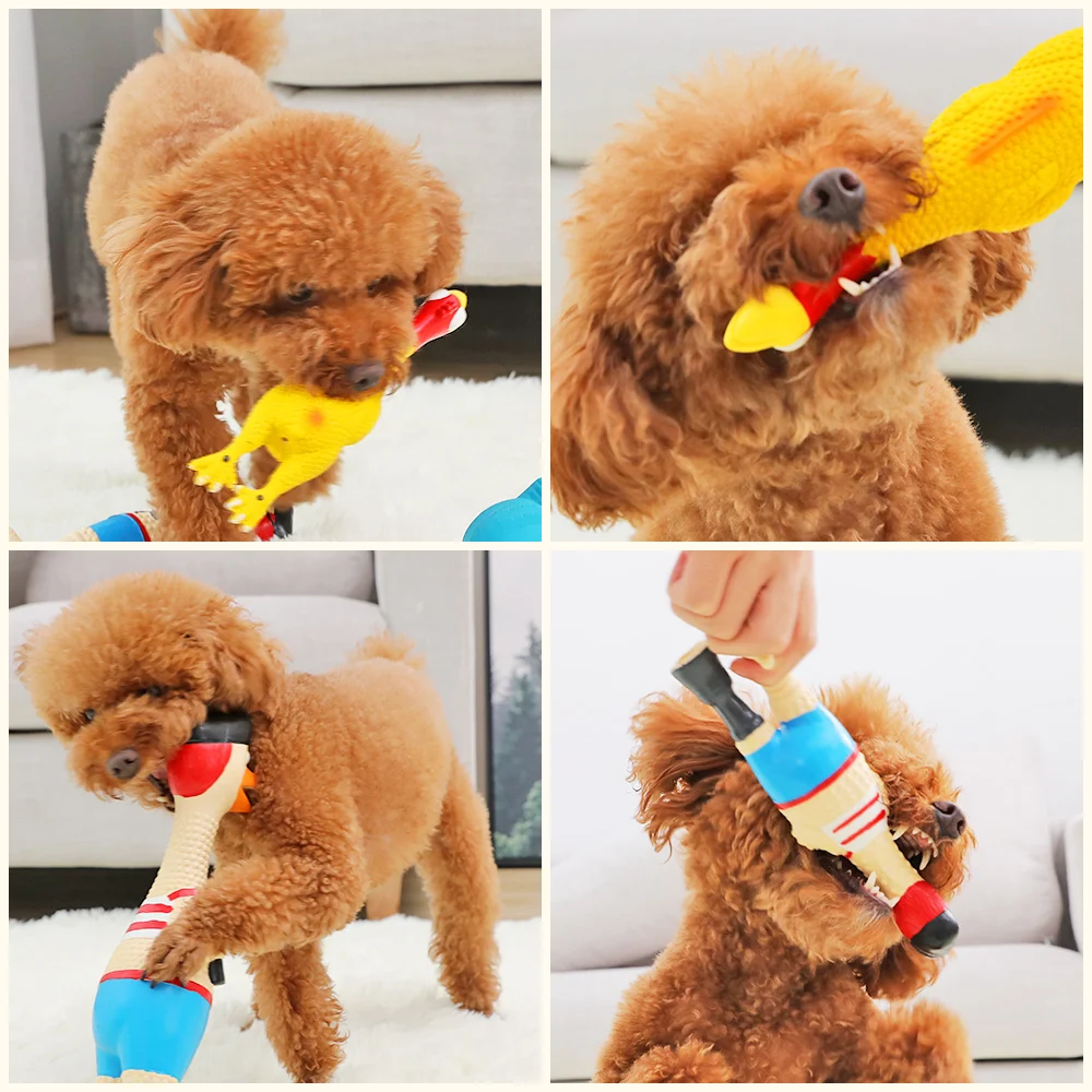 Игрушки для собак HOOPET, кричащая курица, сжимающая звук, игрушка для собак, супер прочная забавная Желтая резиновая жевательная игрушка для собак