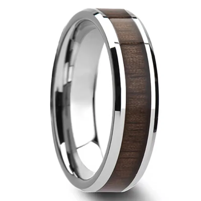 

New Popular Inlaid Black Walnut Wood Ring Travel Souvenir Rings