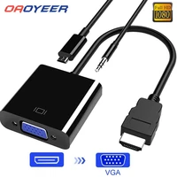 hdmi compatible to vga adapter cable male to famale converter for ps4 1080p digital to analog video audio for pc laptop tablet