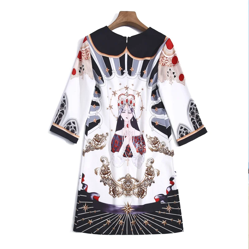 

Runway Designer Summer New Women'S Vintage Goddess Print Luxury Diamond Fashion Casual Holiday Party Elegant Mini Dress