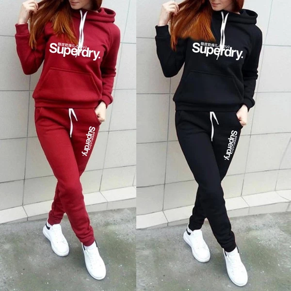 

Women Tracksuit 2 Pieces Set Pullovers Hoodies and Black Pants Sports Suits Autumn Winter 2021 Female Solid Color Casual Outfits