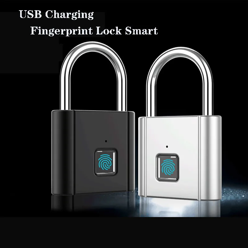 

Waterproof USB Charging Fingerprint Lock Smart Padlock Door Lock Drawer Lock Biometric Cabinet Lock Unlock Portable Anti-theft