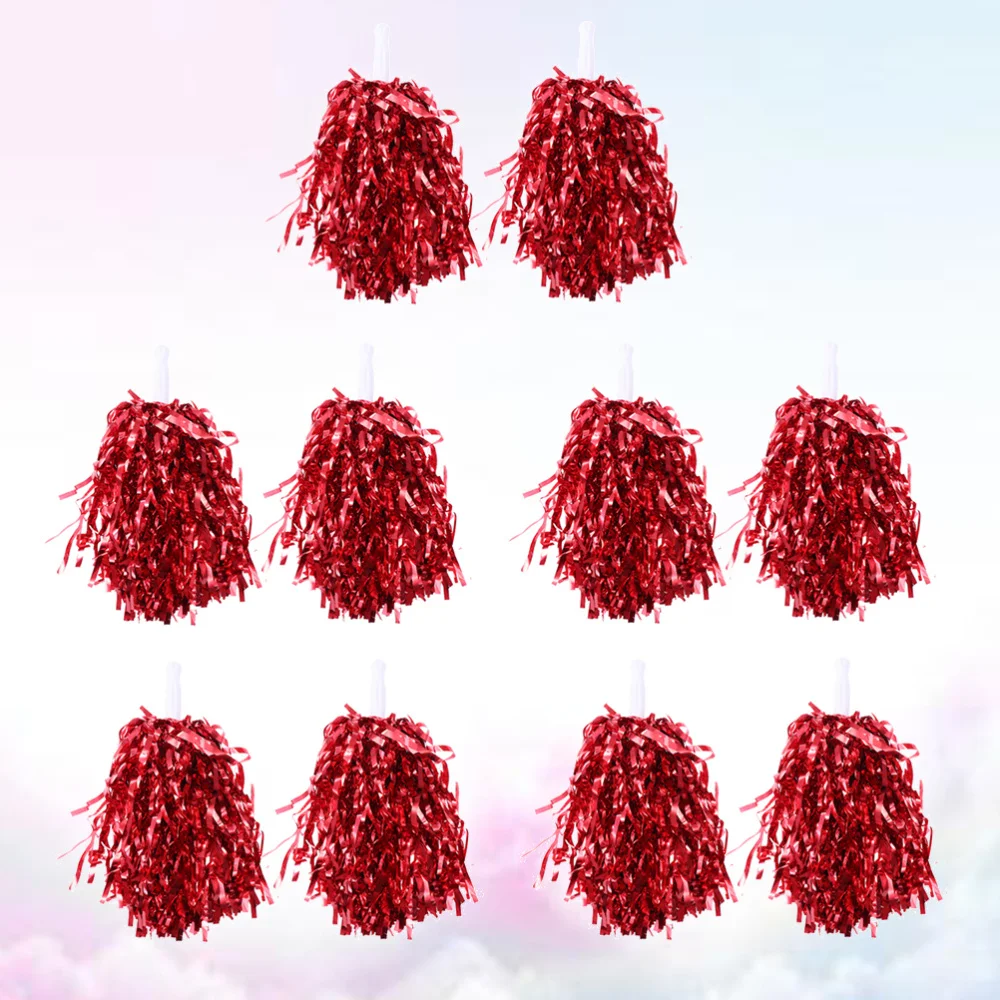 

10 Pcs/5 Pairs 25g Cheering Balls Squad Spirited Fun Cheerleading Kit Cheer Poms Cheerleaders Supples with Handle for
