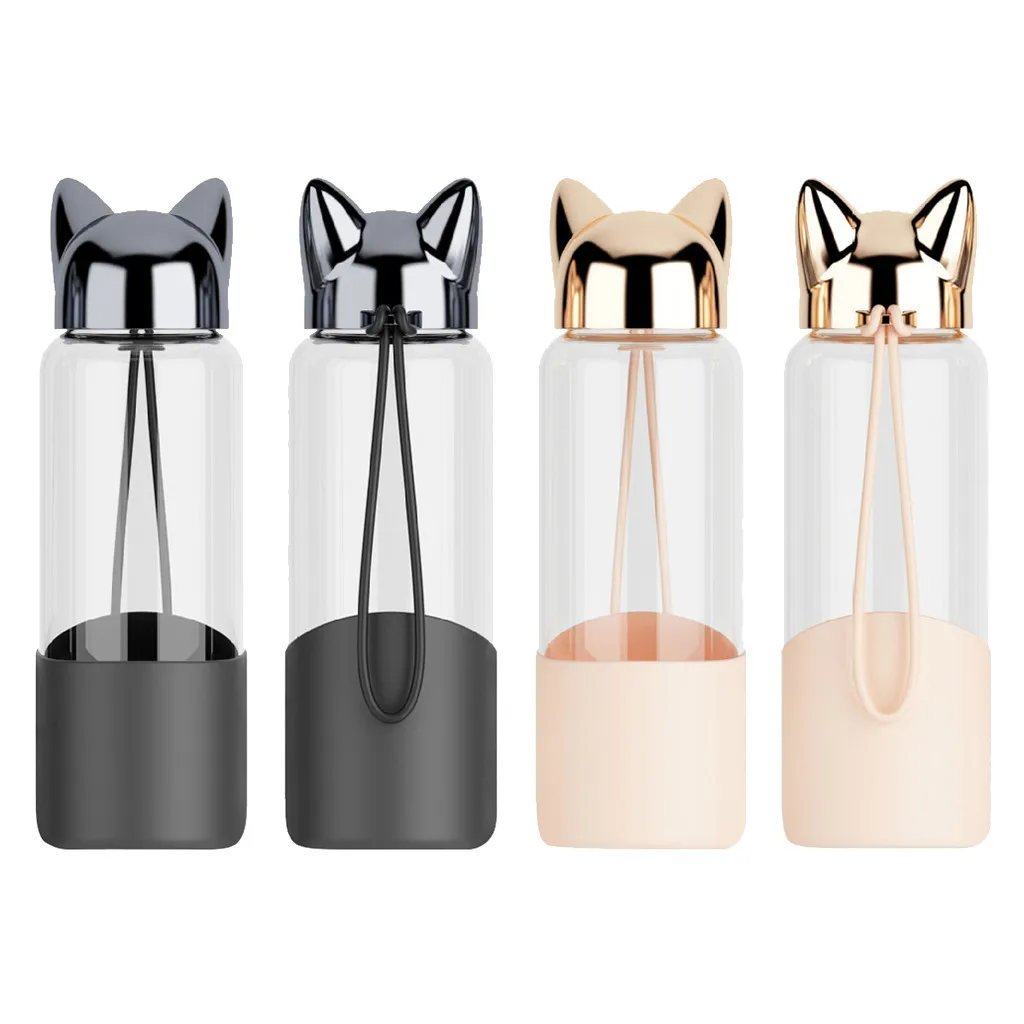 Портативный милые носки с лисой и Стекло бутылка для воды BPA бесплатно 320 мл