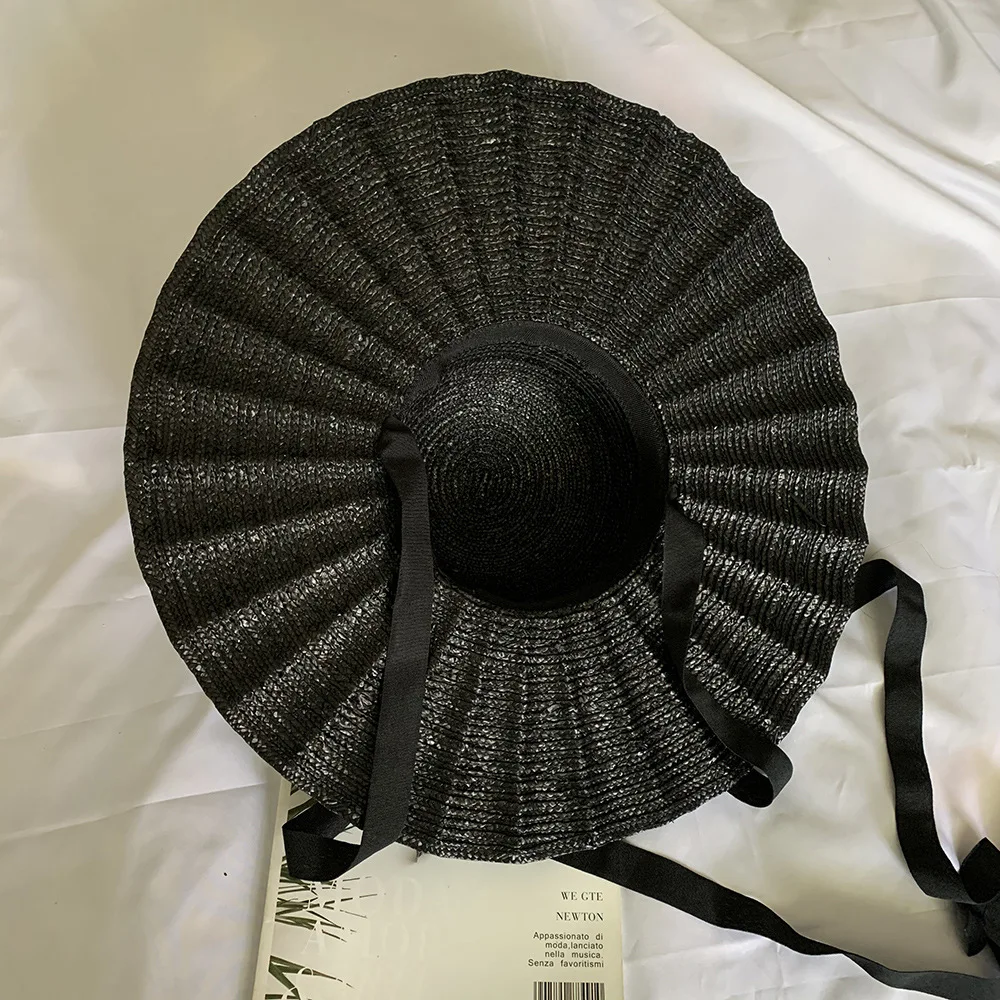 Женская соломенная шляпа с широкими полями лентой|Мужские шляпы от солнца| |